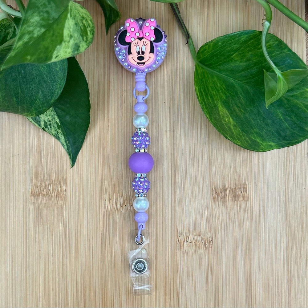 ✨ Disney-Inspired Bling & Silicone‎ Beaded Retractable ID Badge Holder 🏰